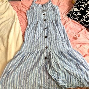 Indulge blue and white striped dress with buttons